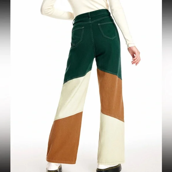 Cider Denim Mid Rise Patchy Wide Leg Trousers - Picture 9 of 10